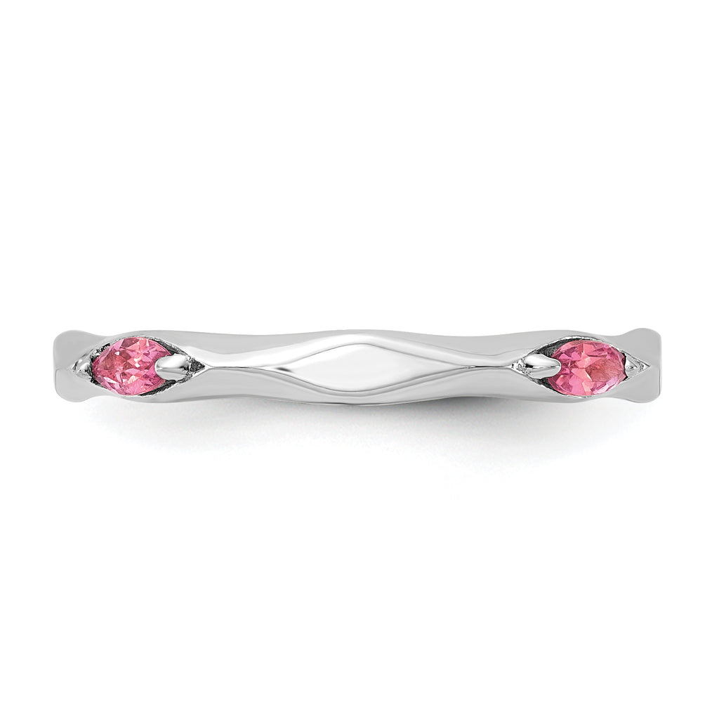 Sterling Silver Stackable Expressions Rhodium-plated Pink Tourmaline Ring