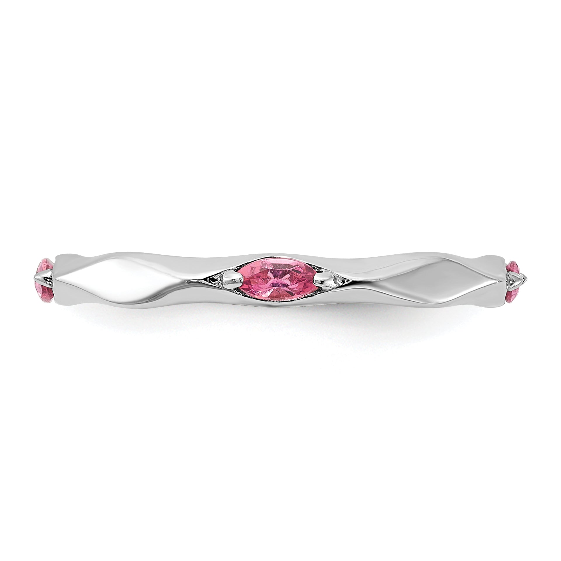 Sterling Silver Stackable Expressions Rhodium-plated Pink Tourmaline Ring