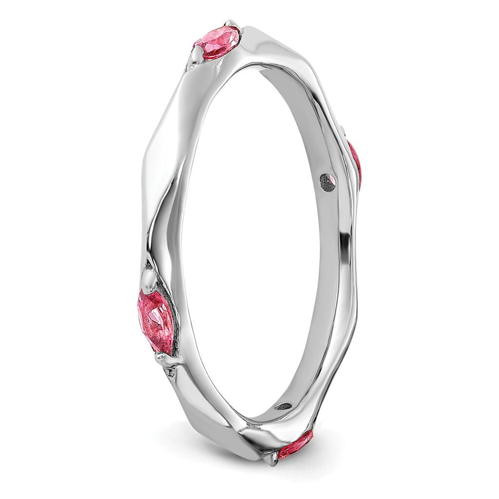 Sterling Silver Stackable Expressions Rhodium-plated Pink Tourmaline Ring