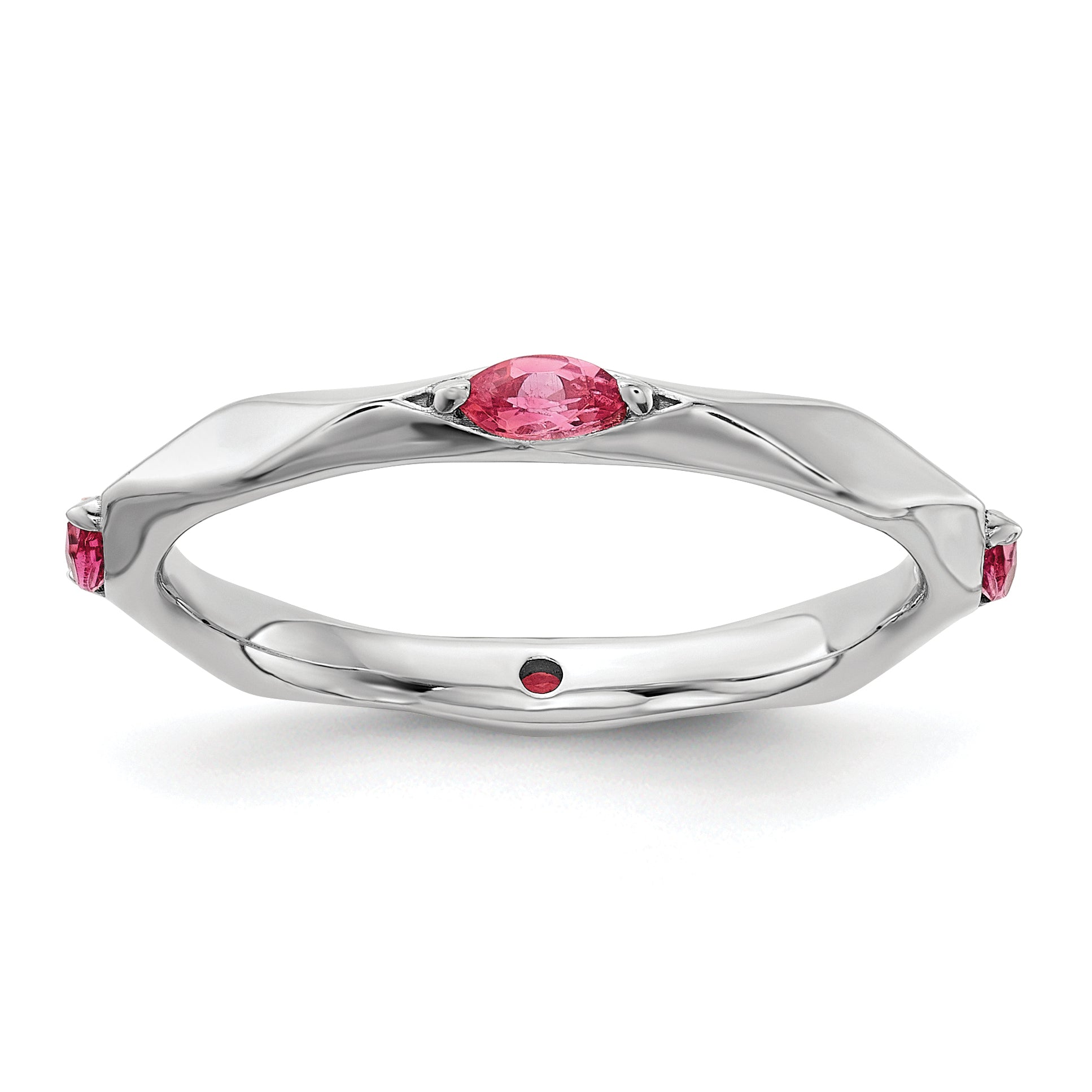 Sterling Silver Stackable Expressions Rhodium-plated Pink Tourmaline Ring Main image