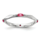 Sterling Silver Stackable Expressions Rhodium-plated Pink Tourmaline Ring