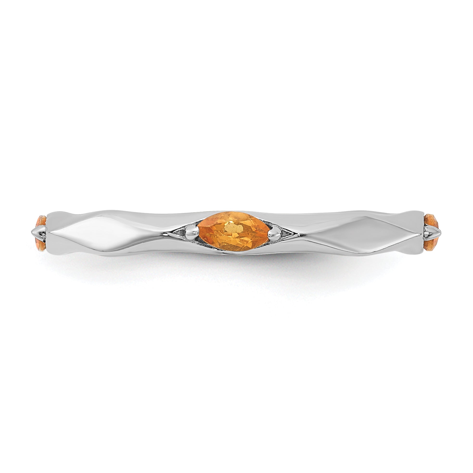 Sterling Silver Stackable Expressions Rhodium-plated Citrine Ring