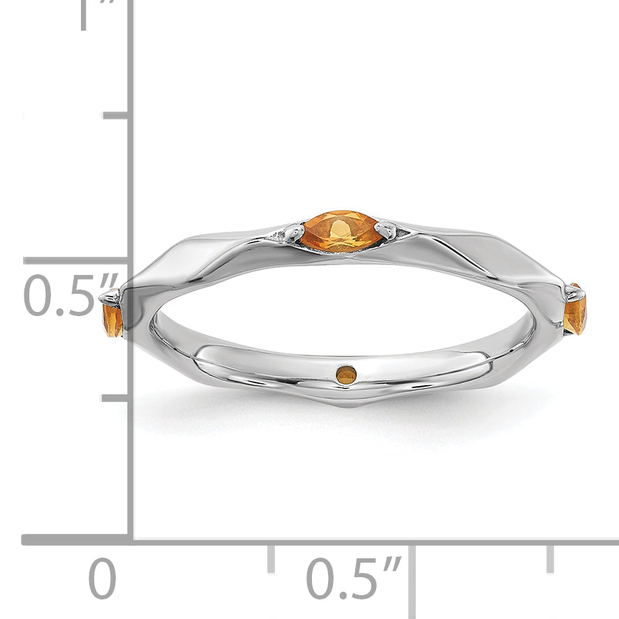 Sterling Silver Stackable Expressions Rhodium-plated Citrine Ring