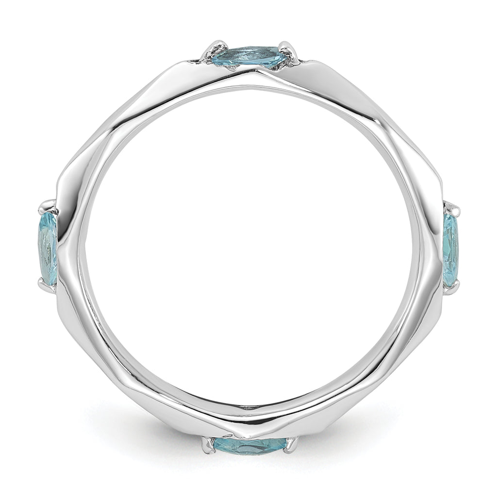 Sterling Silver Stackable Expressions Rhodium-plated Blue Topaz Ring