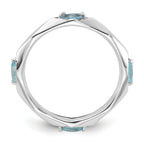 Sterling Silver Stackable Expressions Rhodium-plated Blue Topaz Ring