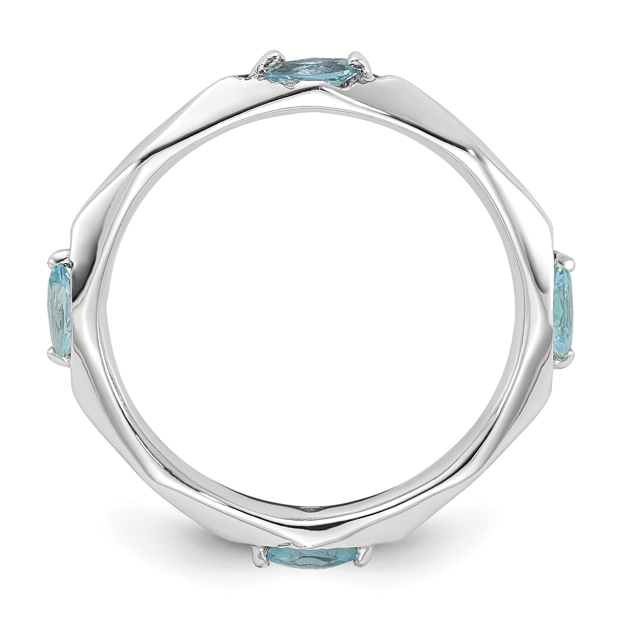 Sterling Silver Stackable Expressions Rhodium-plated Blue Topaz Ring