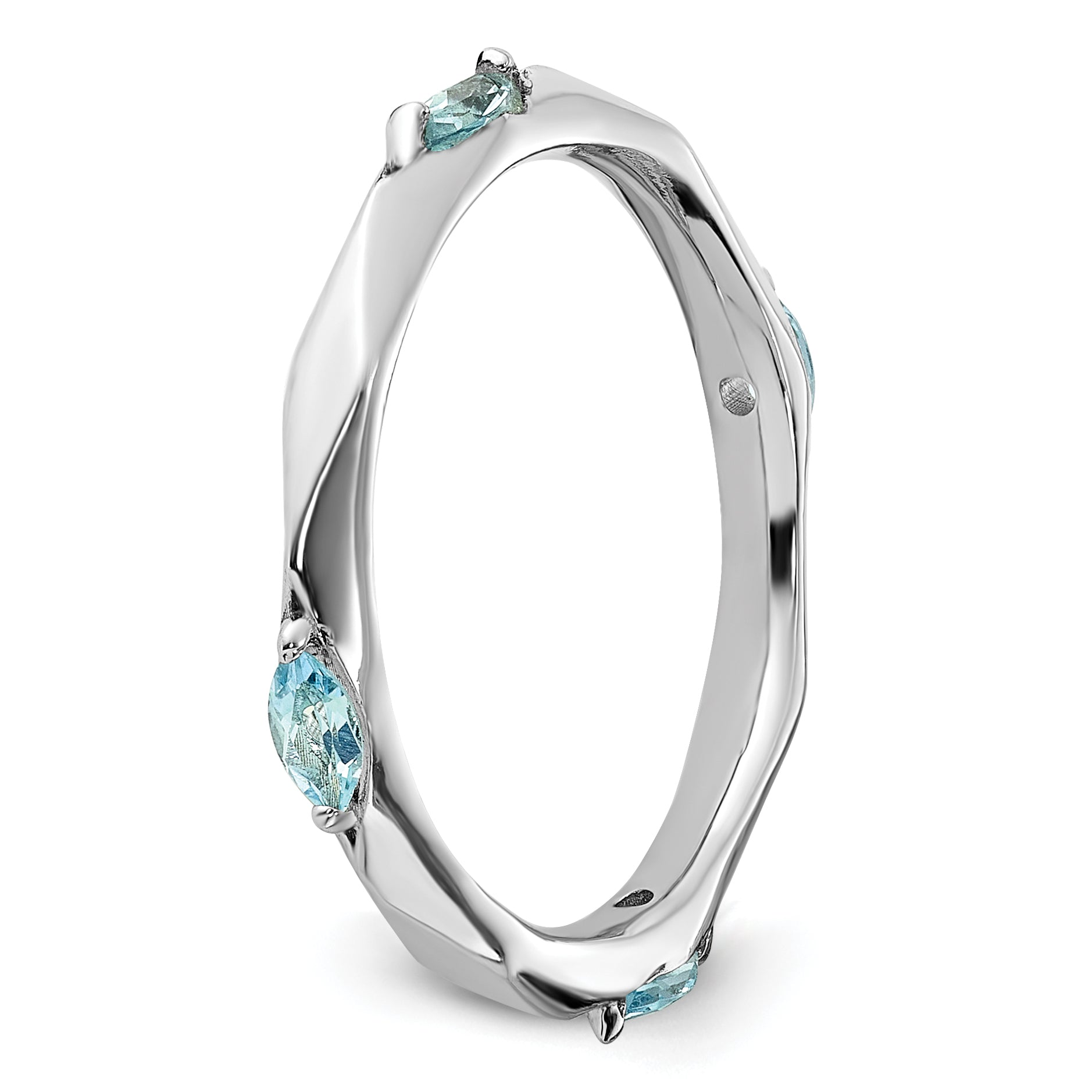 Sterling Silver Stackable Expressions Rhodium-plated Blue Topaz Ring