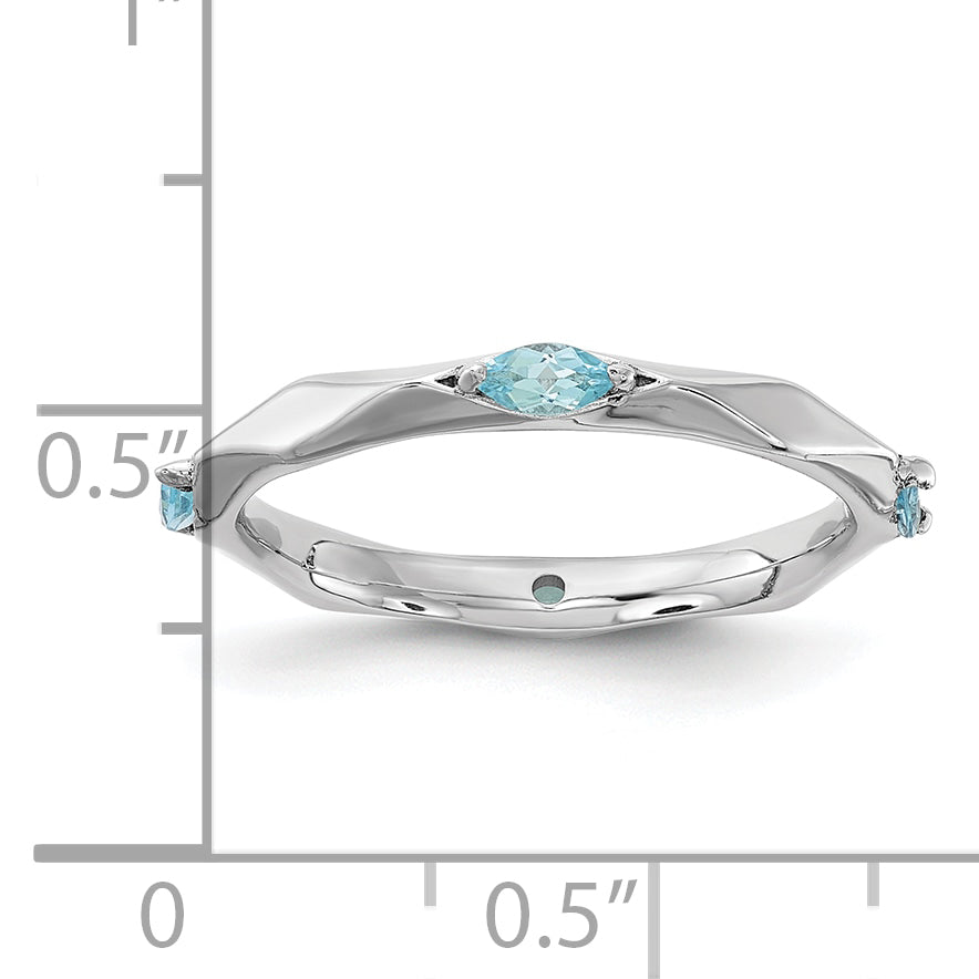 Sterling Silver Stackable Expressions Rhodium-plated Blue Topaz Ring