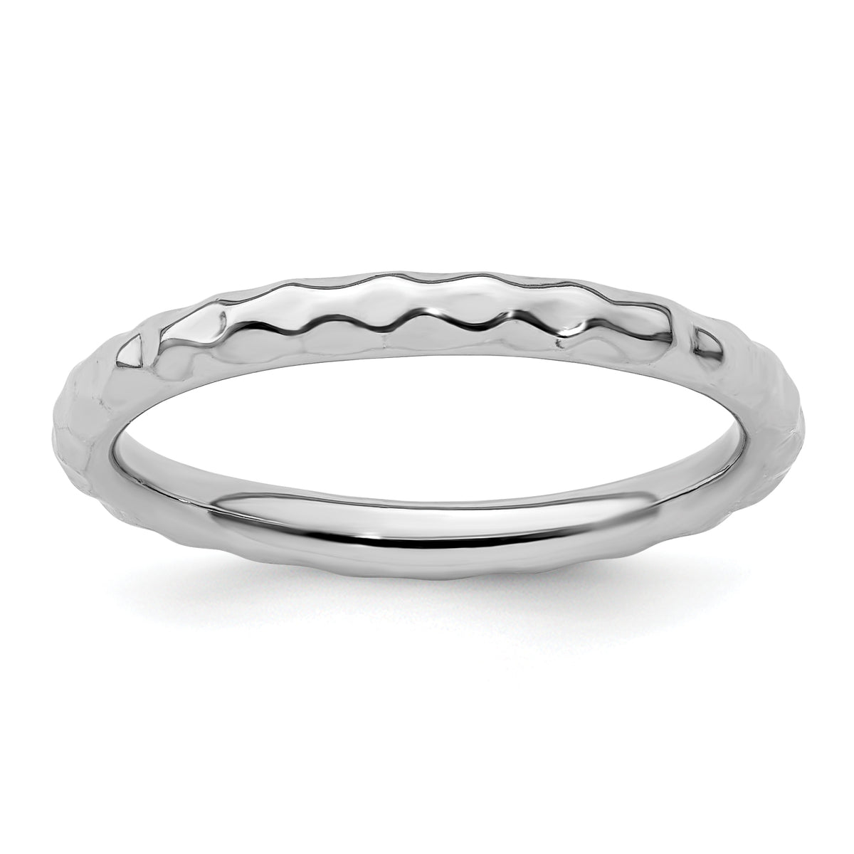 Sterling Silver Stackable Expressions Rhodium Hammered Ring