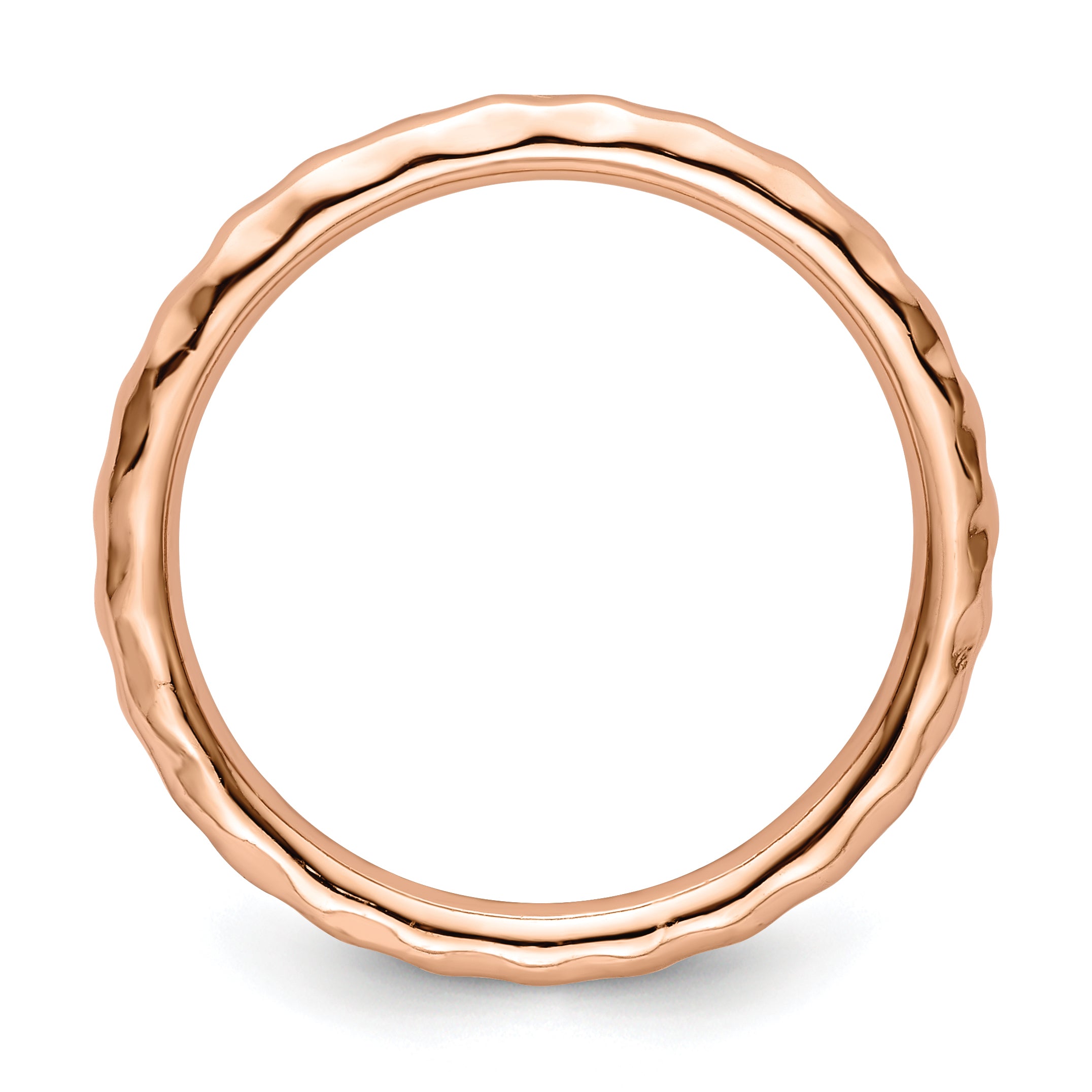Sterling Silver Stackable Expressions Pink-plated Hammered Ring Secondary image