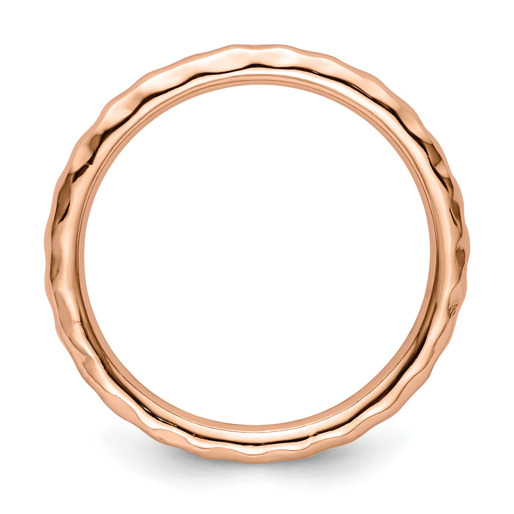 Sterling Silver Stackable Expressions Pink-plated Hammered Ring