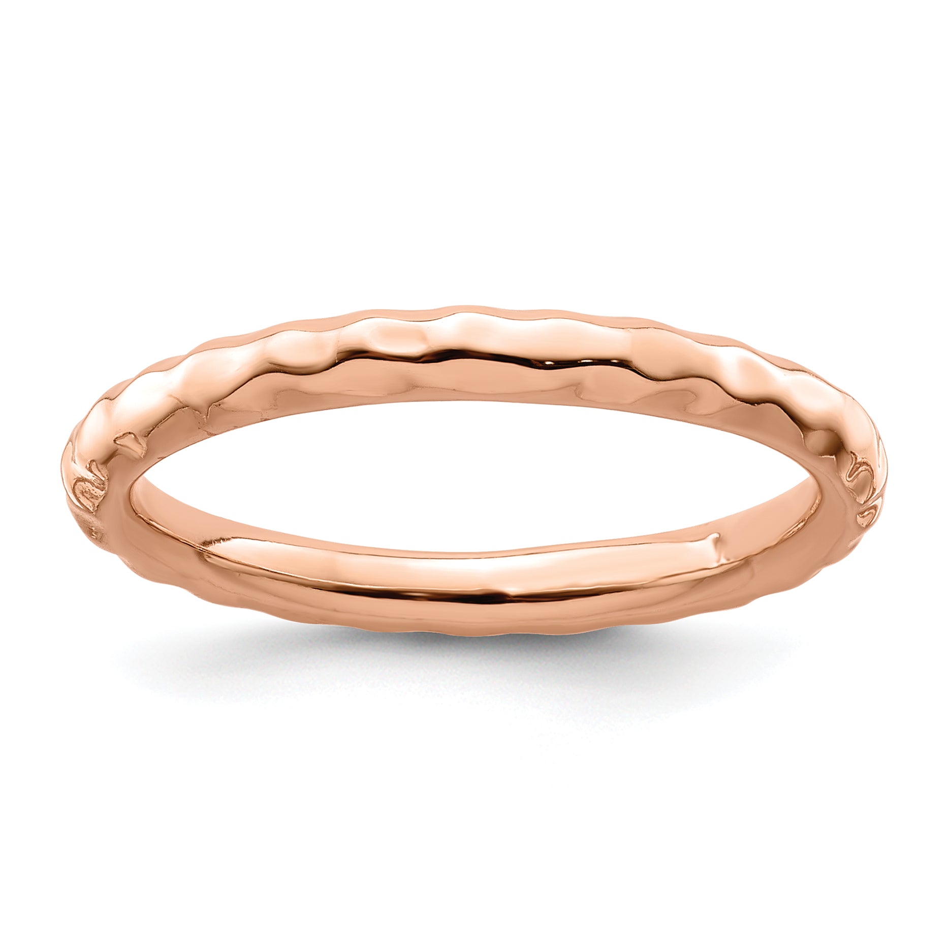 Sterling Silver Stackable Expressions Pink-plated Hammered Ring Main image