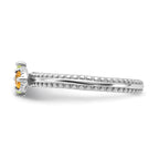 Sterling Silver Stackable Expressions Rhodium-plated Textured Citrine and Peridot Flower Ring