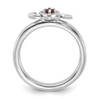 Sterling Silver Stackable Expressions Rhodium-Plated Garnet Heart with Arrow Ring