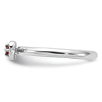 Sterling Silver Stackable Expressions Rhodium-Plated Garnet Heart with Arrow Ring