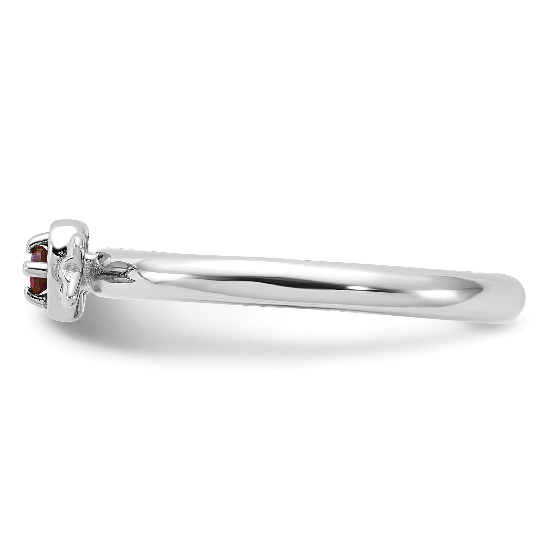 Sterling Silver Stackable Expressions Rhodium-Plated Garnet Heart with Arrow Ring