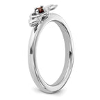 Sterling Silver Stackable Expressions Rhodium-Plated Garnet Heart with Arrow Ring