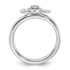 Sterling Silver Stackable Expressions Rhodium-Plated Aquamarine Heart with Arrow Ring