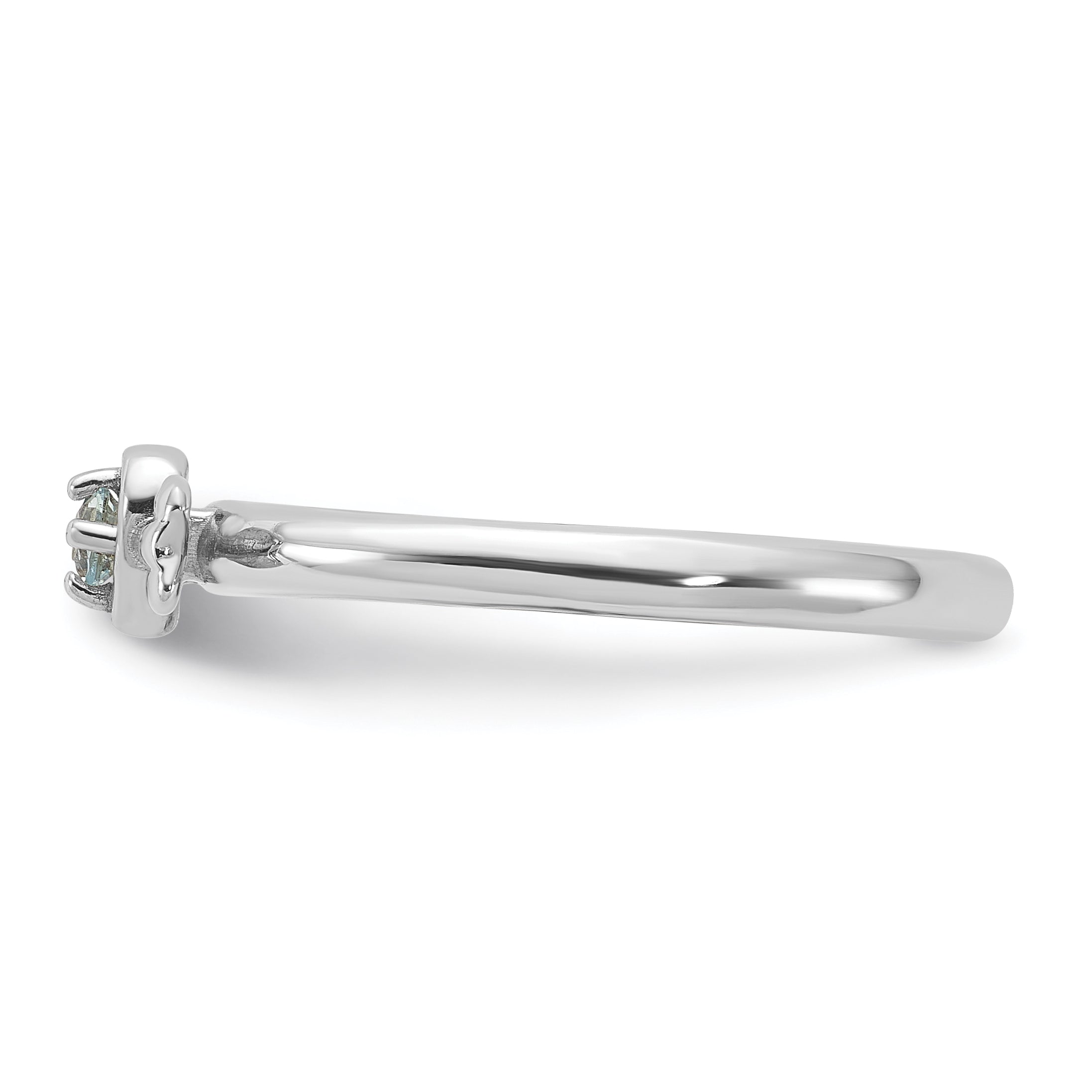 Sterling Silver Stackable Expressions Rhodium-Plated Aquamarine Heart with Arrow Ring