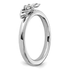 Sterling Silver Stackable Expressions Rhodium-plated White Topaz Heart with Arrow Ring