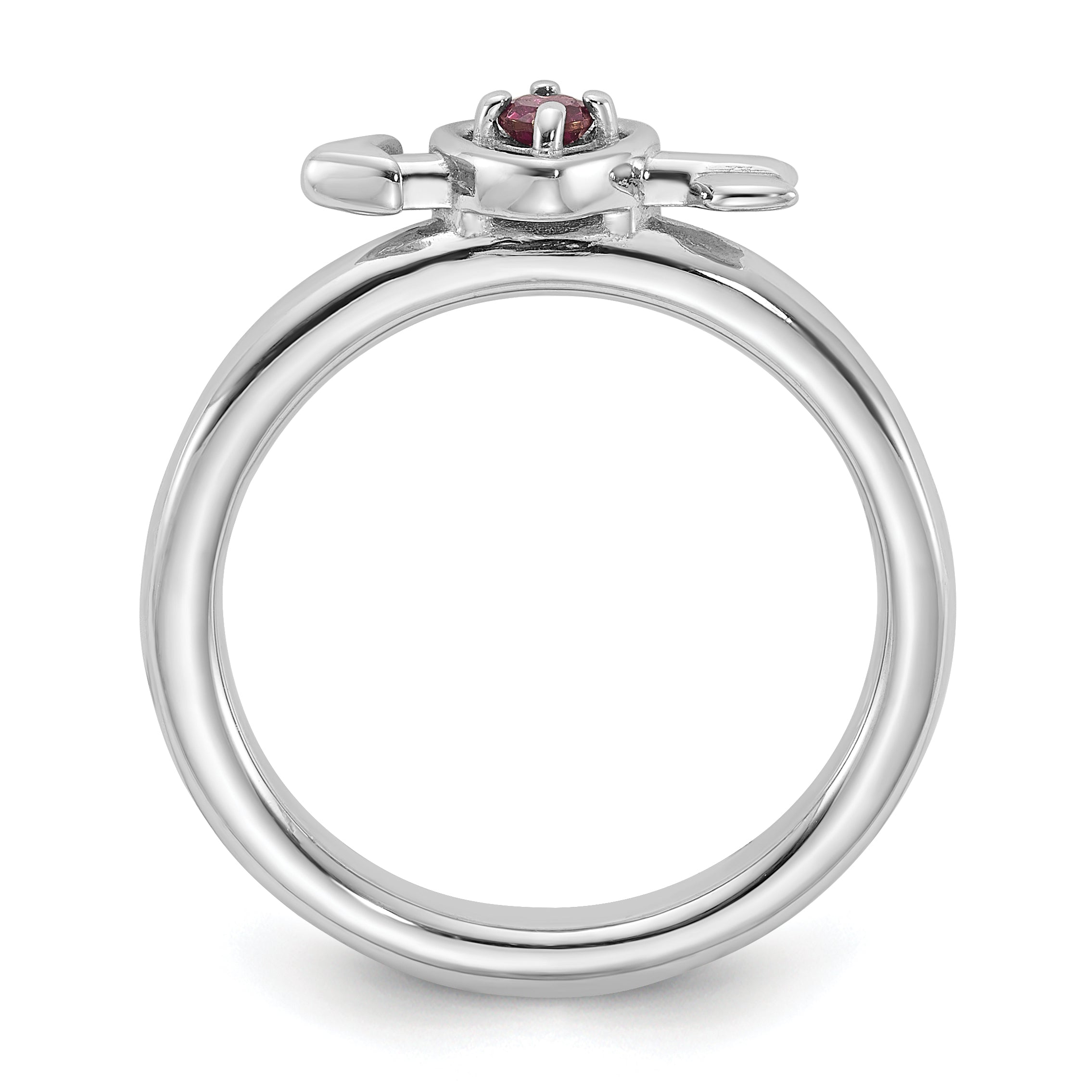 Sterling Silver Stackable Expressions Rhodium-plated Rhodolite Heart with Arrow Ring Secondary image