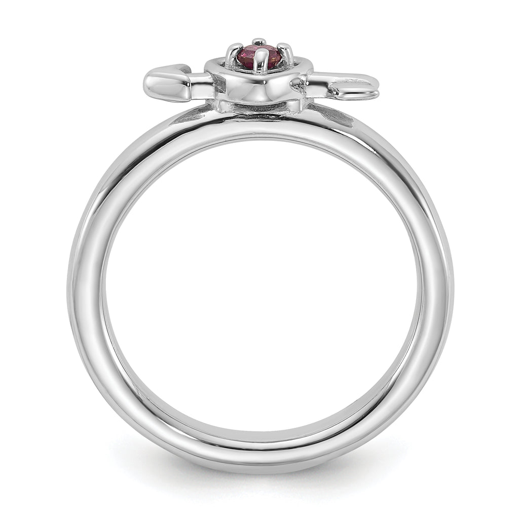 Sterling Silver Stackable Expressions Rhodium-plated Rhodolite Heart with Arrow Ring