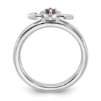 Sterling Silver Stackable Expressions Rhodium-plated Rhodolite Heart with Arrow Ring