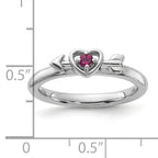 Sterling Silver Stackable Expressions Rhodium-plated Rhodolite Heart with Arrow Ring