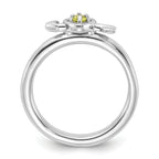 Sterling Silver Stackable Expressions Rhodium-plated Peridot Heart with Arrow Ring