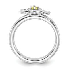Sterling Silver Stackable Expressions Rhodium-plated Peridot Heart with Arrow Ring