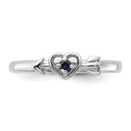 Sterling Silver Stackable Expressions Rhodium-plated Created Sapphire Heart with Arrow Ring