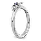 Sterling Silver Stackable Expressions Rhodium-plated Created Sapphire Heart with Arrow Ring