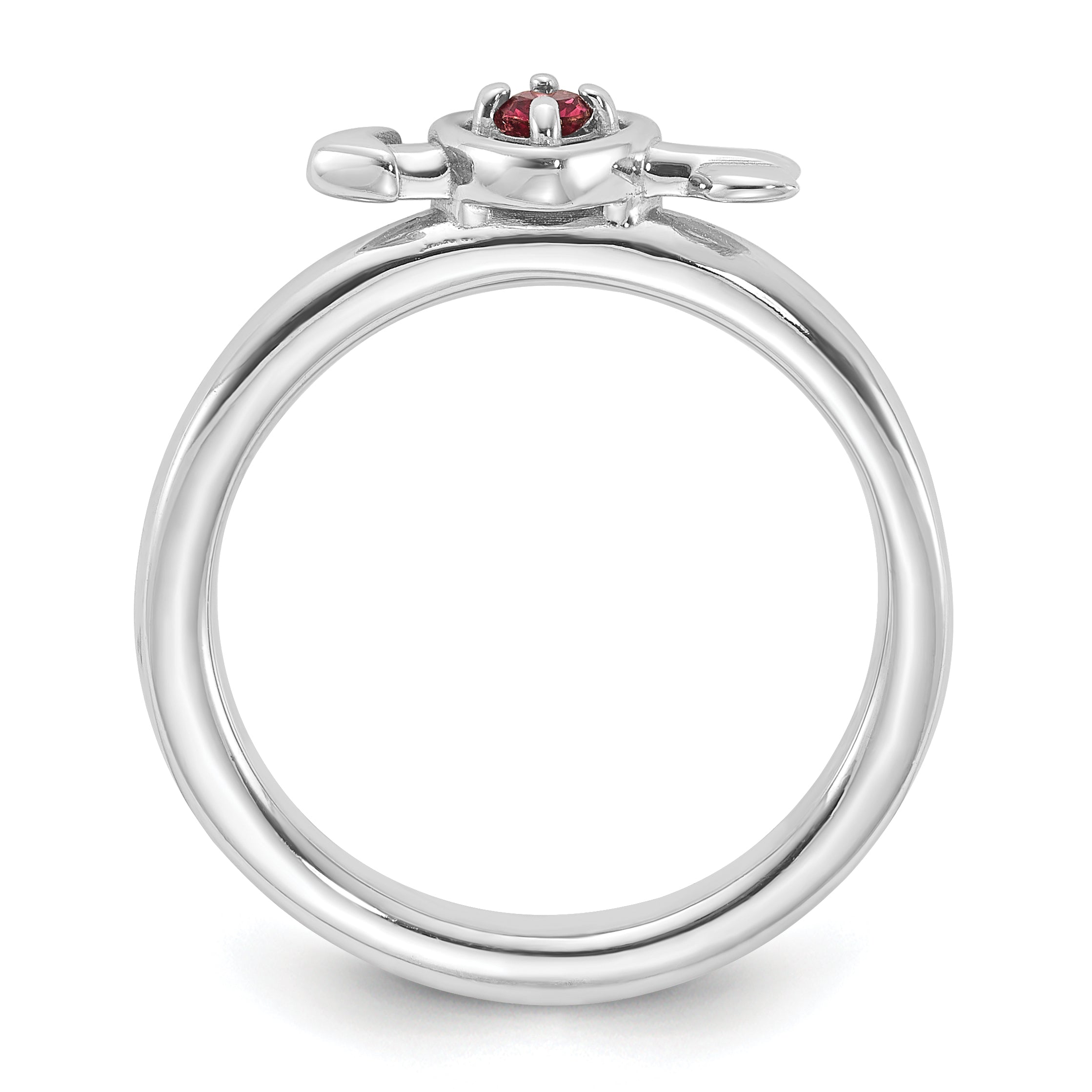 Sterling Silver Stackable Expressions Rhodium-plated Pink Tourmaline Heart with Arrow Ring