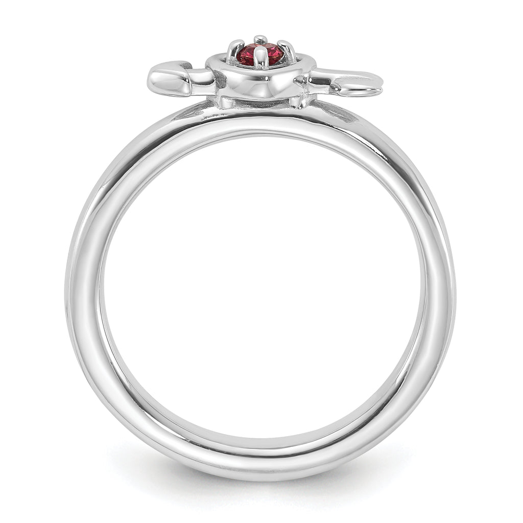 Sterling Silver Stackable Expressions Rhodium-plated Pink Tourmaline Heart with Arrow Ring