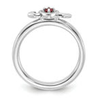 Sterling Silver Stackable Expressions Rhodium-plated Pink Tourmaline Heart with Arrow Ring