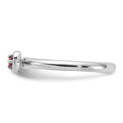 Sterling Silver Stackable Expressions Rhodium-plated Pink Tourmaline Heart with Arrow Ring
