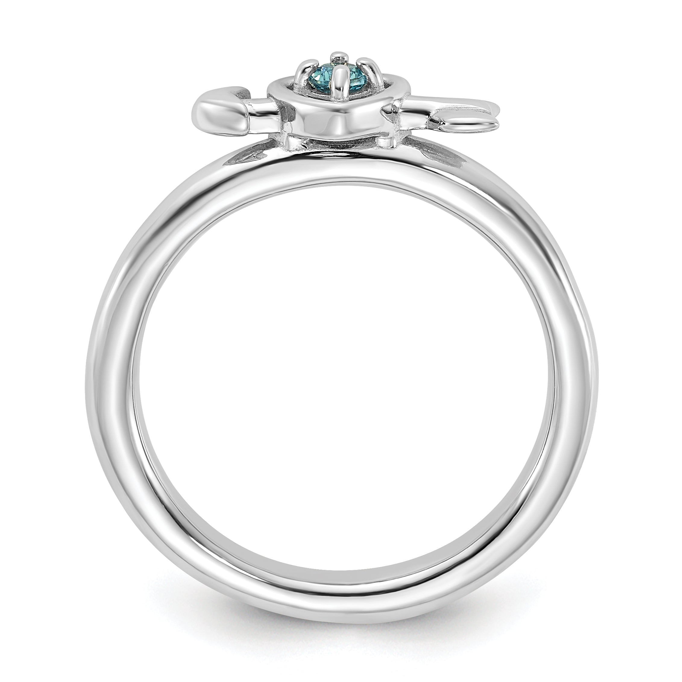 Sterling Silver Stackable Expressions Rhodium-plated Blue Topaz Heart with Arrow Ring Secondary image