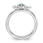 Sterling Silver Stackable Expressions Rhodium-plated Blue Topaz Heart with Arrow Ring