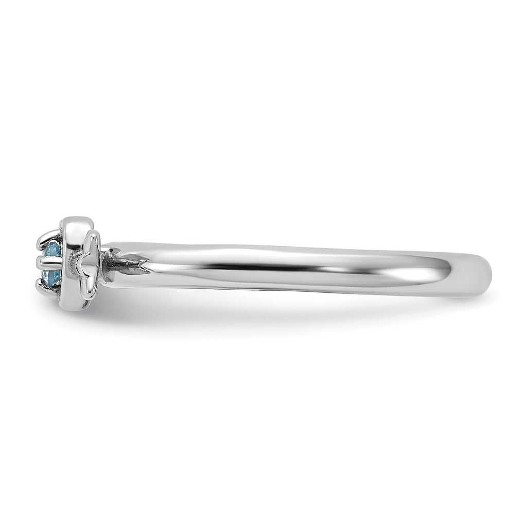 Sterling Silver Stackable Expressions Rhodium-plated Blue Topaz Heart with Arrow Ring