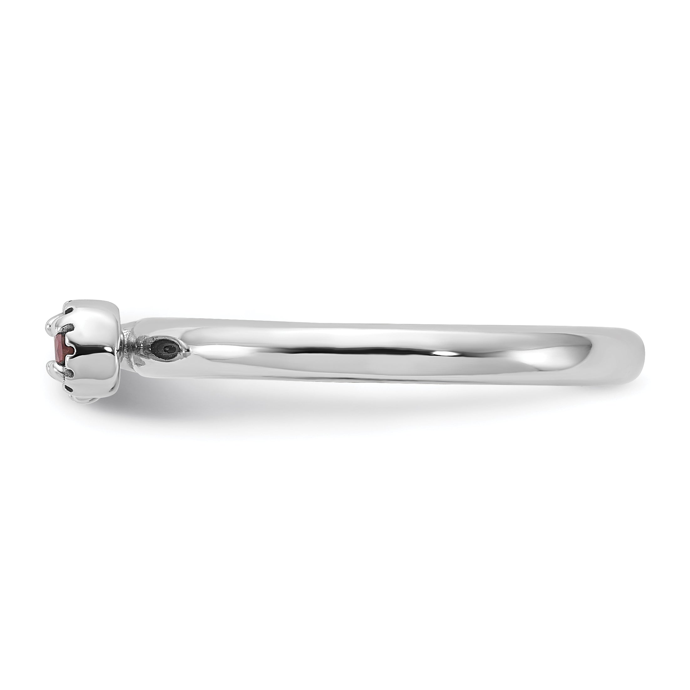 Sterling Silver Stackable Expressions Rhodium-plated Garnet and White Topaz Key Ring