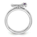 Sterling Silver Stackable Expressions Rhodium-plated Amethyst and White Topaz Key Ring