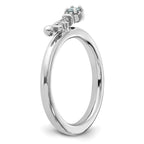 Sterling Silver Stackable Expressions Rhodium-plated Aquamarine and White Topaz Key Ring