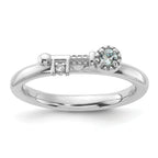 Sterling Silver Stackable Expressions Rhodium-plated Aquamarine and White Topaz Key Ring