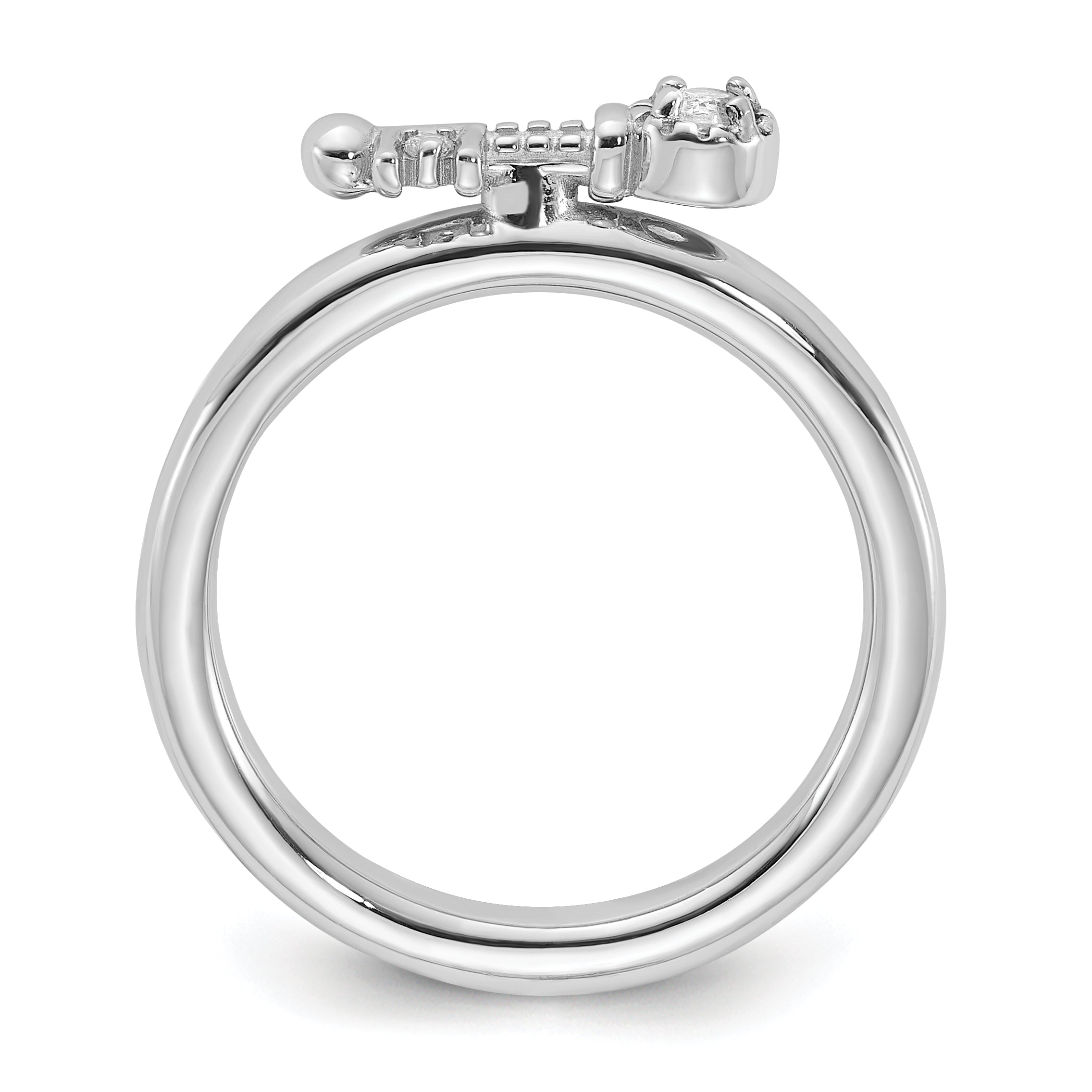 Sterling Silver Stackable Expressions Rhodium-plated White Topaz Key Ring Secondary image