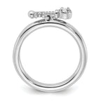 Sterling Silver Stackable Expressions Rhodium-plated White Topaz Key Ring
