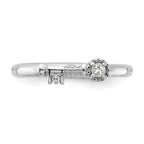 Sterling Silver Stackable Expressions Rhodium-plated White Topaz Key Ring