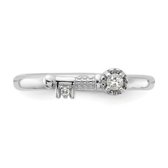 Sterling Silver Stackable Expressions Rhodium-plated White Topaz Key Ring