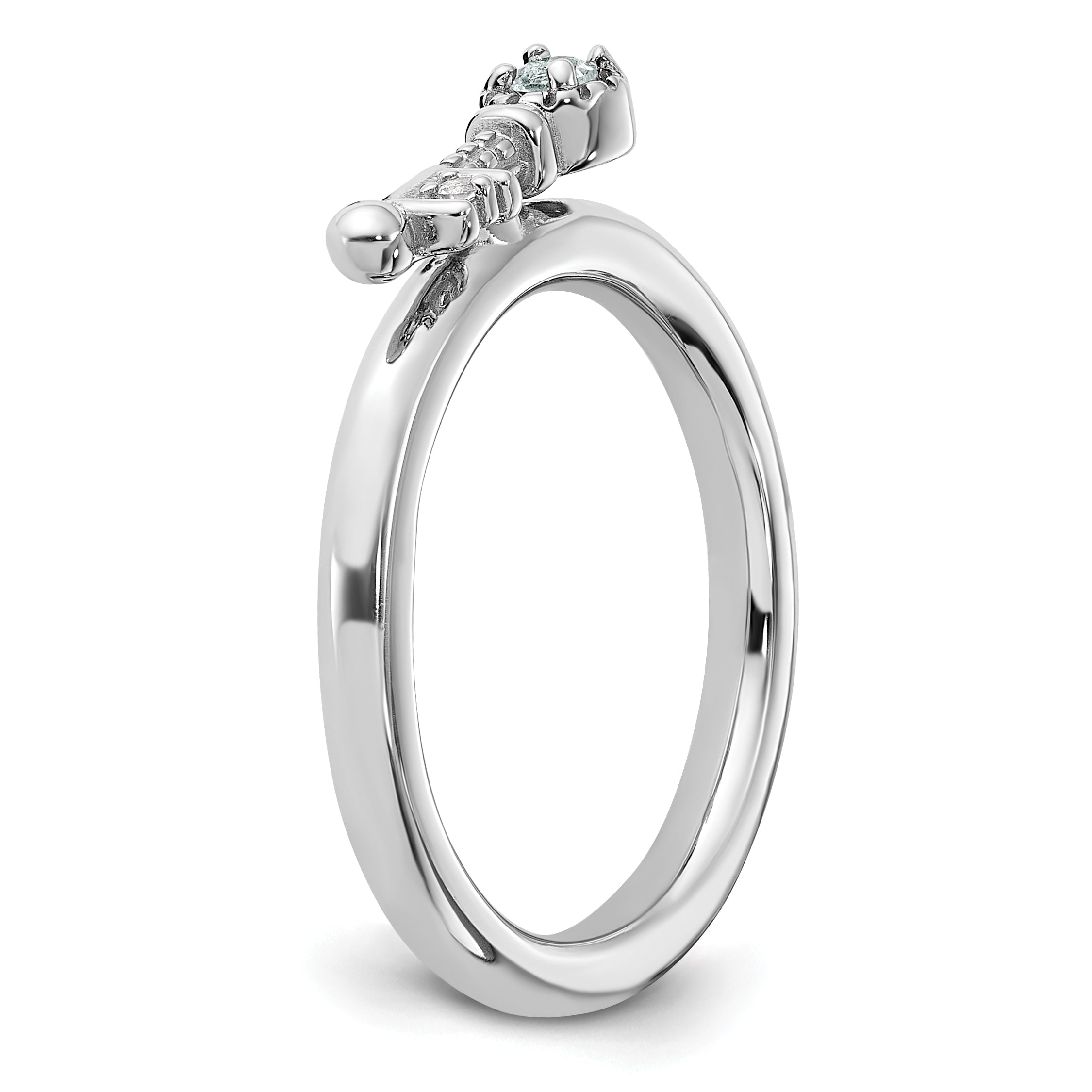Sterling Silver Stackable Expressions Rhodium-plated White Topaz Key Ring