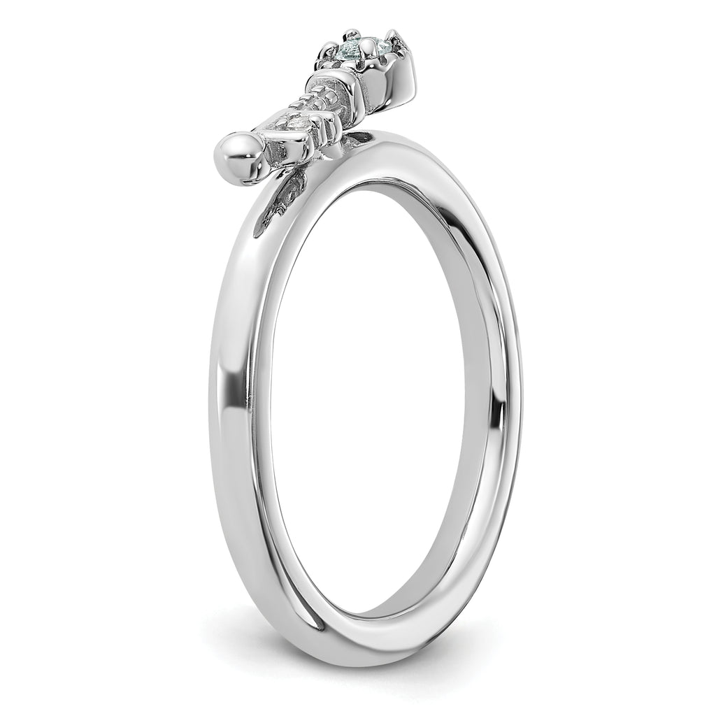 Sterling Silver Stackable Expressions Rhodium-plated White Topaz Key Ring