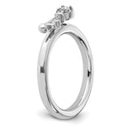 Sterling Silver Stackable Expressions Rhodium-plated White Topaz Key Ring